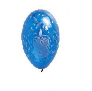 8 ballons chiffres anniversaire imprims tout autour